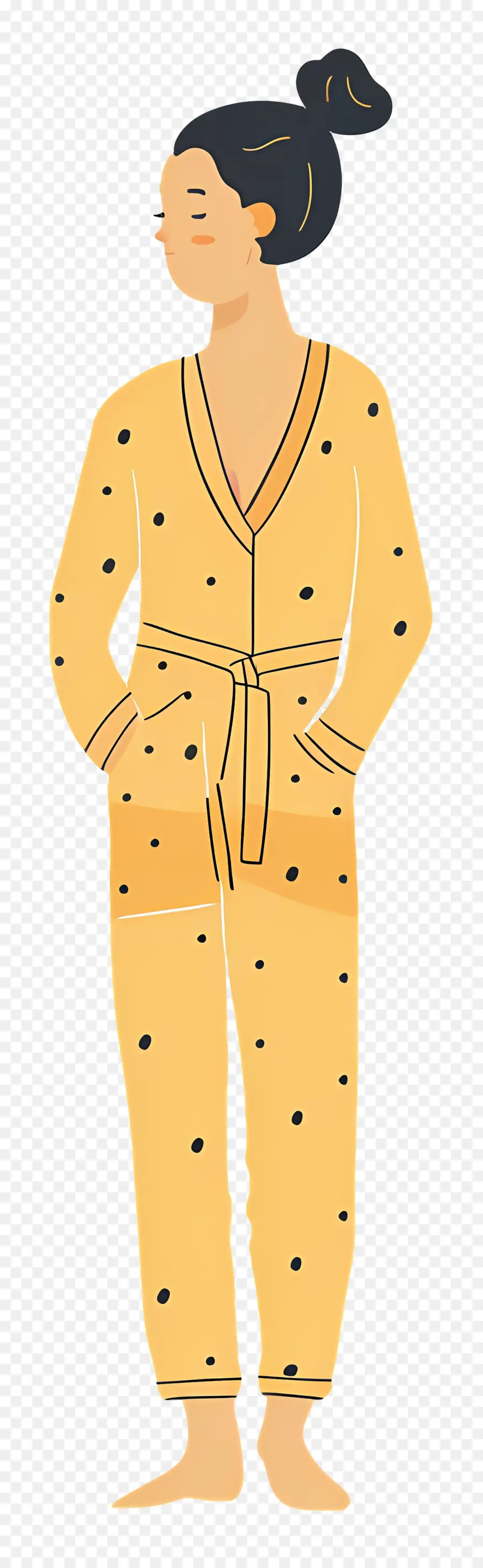 Femme En Pyjama，Pyjama Jaune PNG