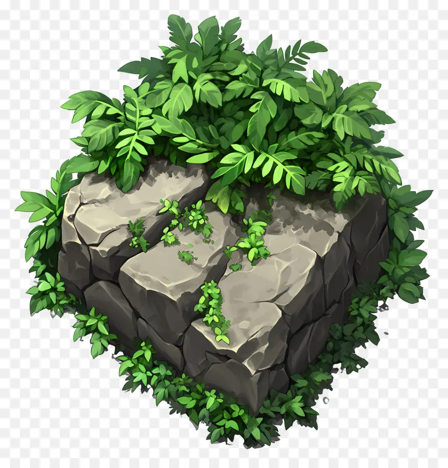 Rocher De Buisson Vert，Rocher Avec Des Plantes PNG