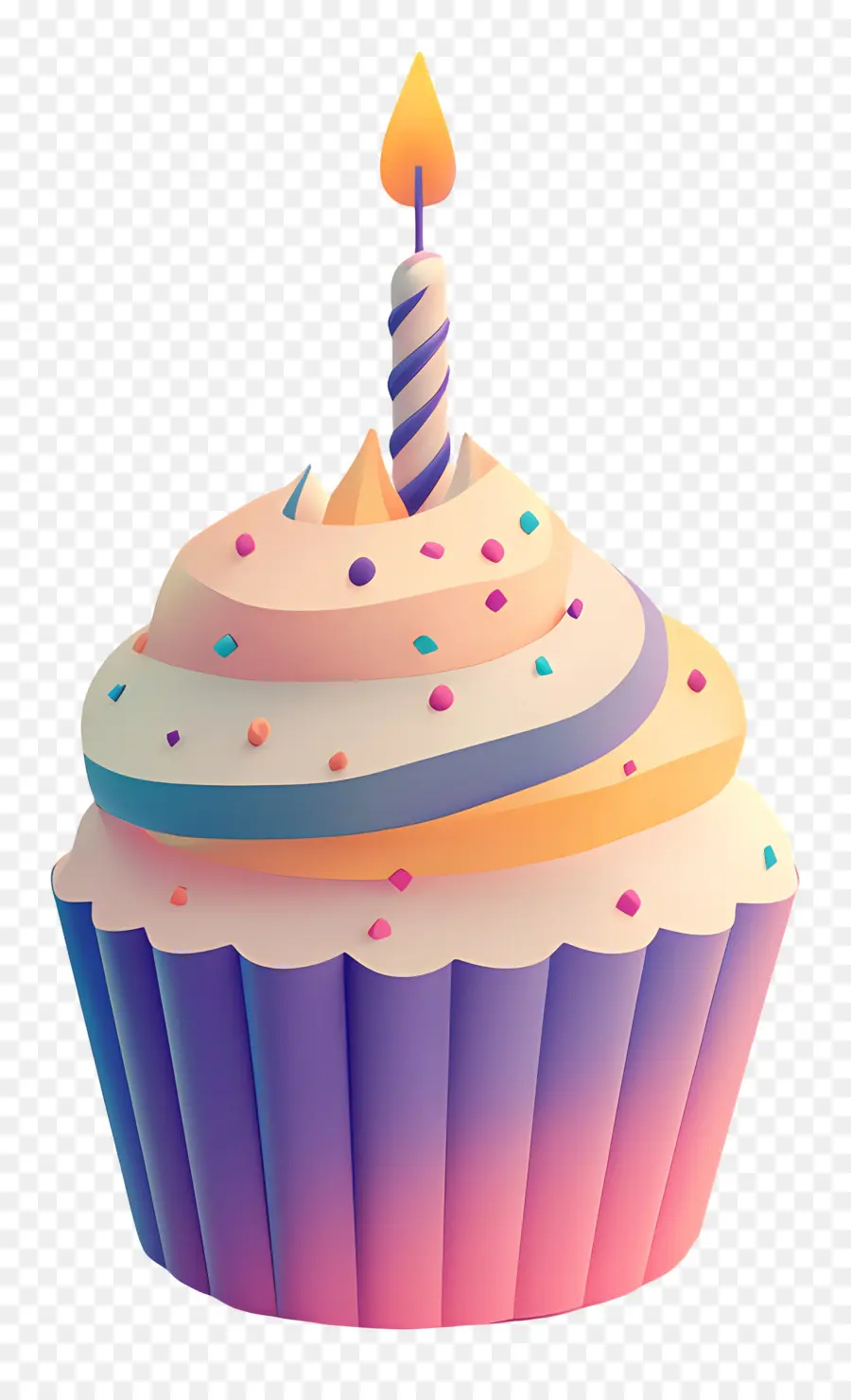 Gâteau D'anniversaire，Cupcake Avec Bougie PNG