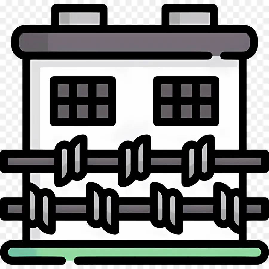 Bâtiment Pénitentiaire，Bâtiment Avec Des Barbelés PNG