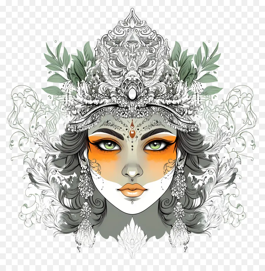 Déesse Indienne，Visage Décoratif PNG