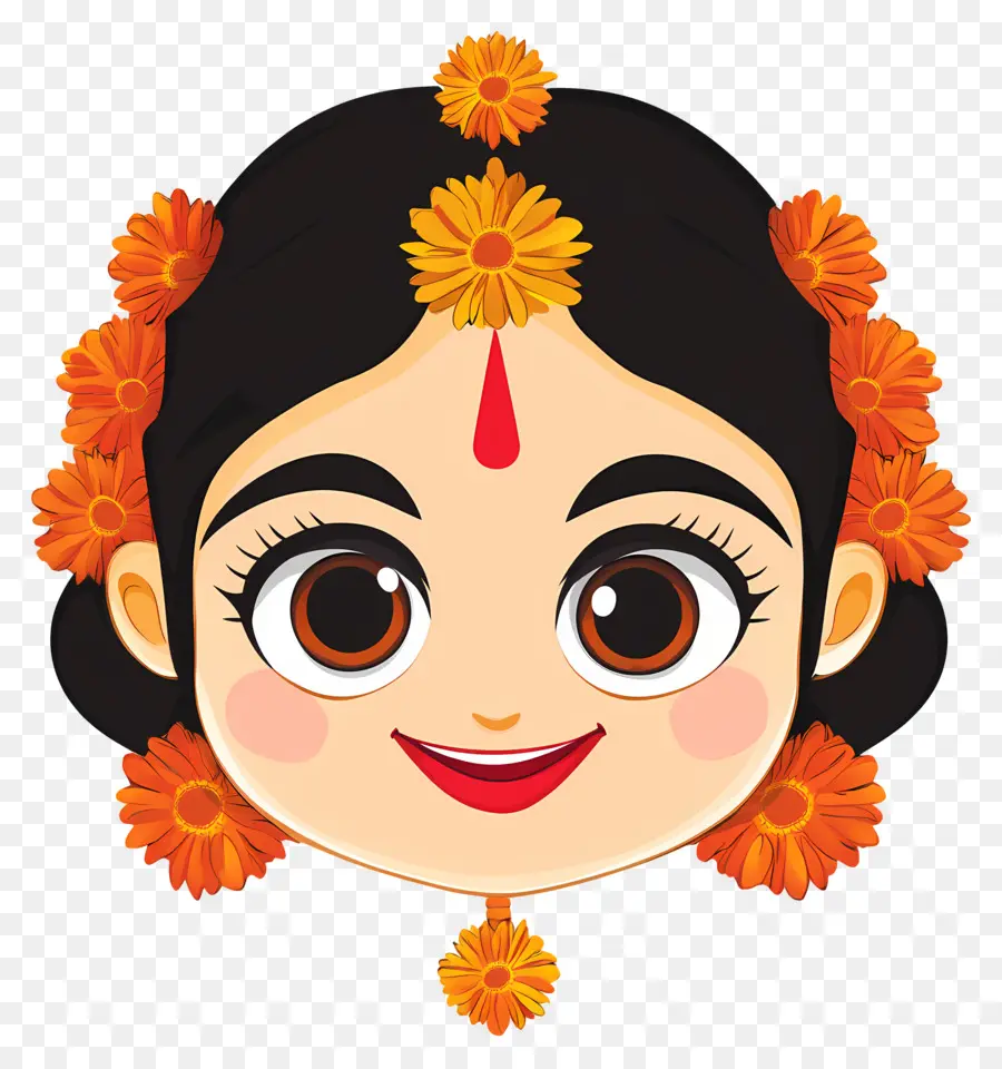 Déesse Indienne，Fille Avec Des Fleurs PNG