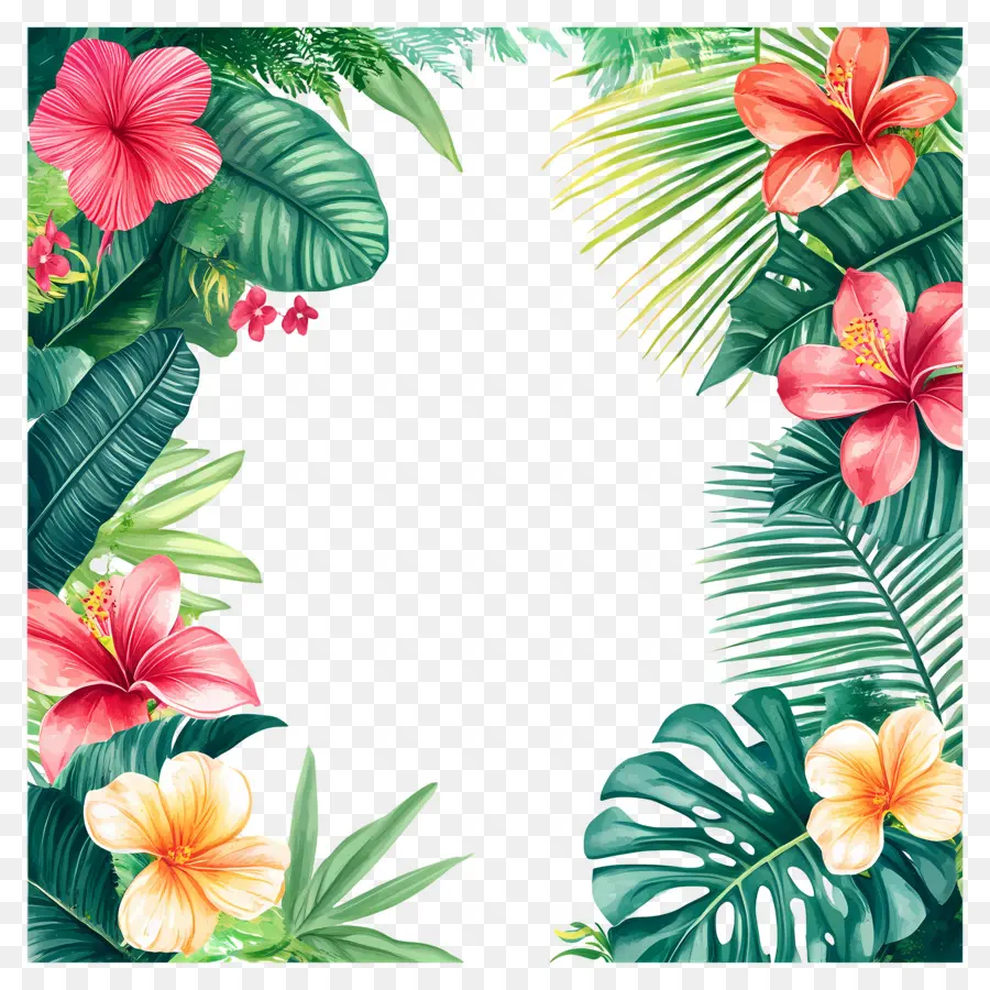 Cadre Floral Tropical，Cadre Coloré PNG