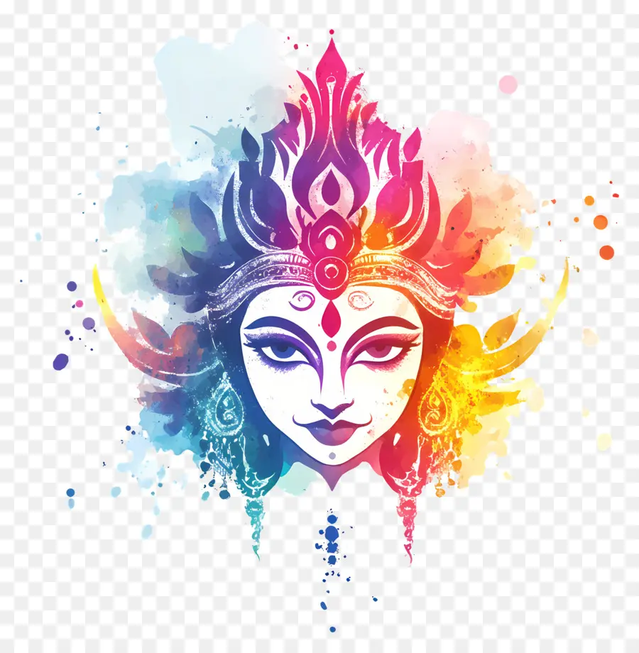 Déesse Indienne，Visage Coloré PNG