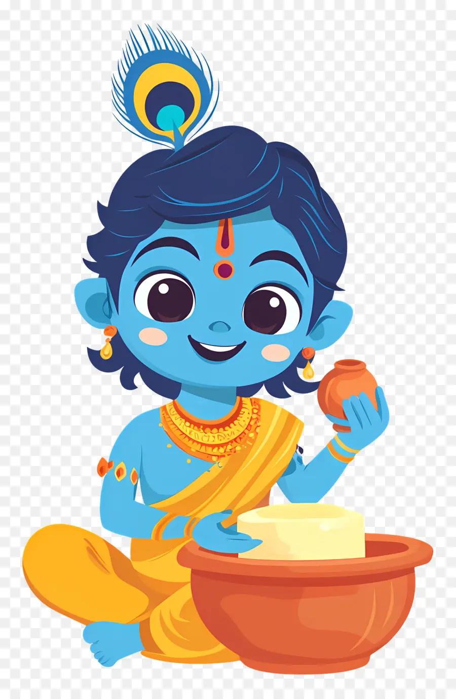 Krishna Janmashtami，Enfant Bleu Au Beurre PNG