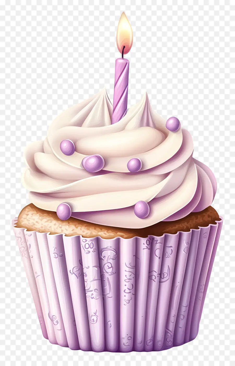 Gâteau D'anniversaire，Cupcake Avec Bougie PNG