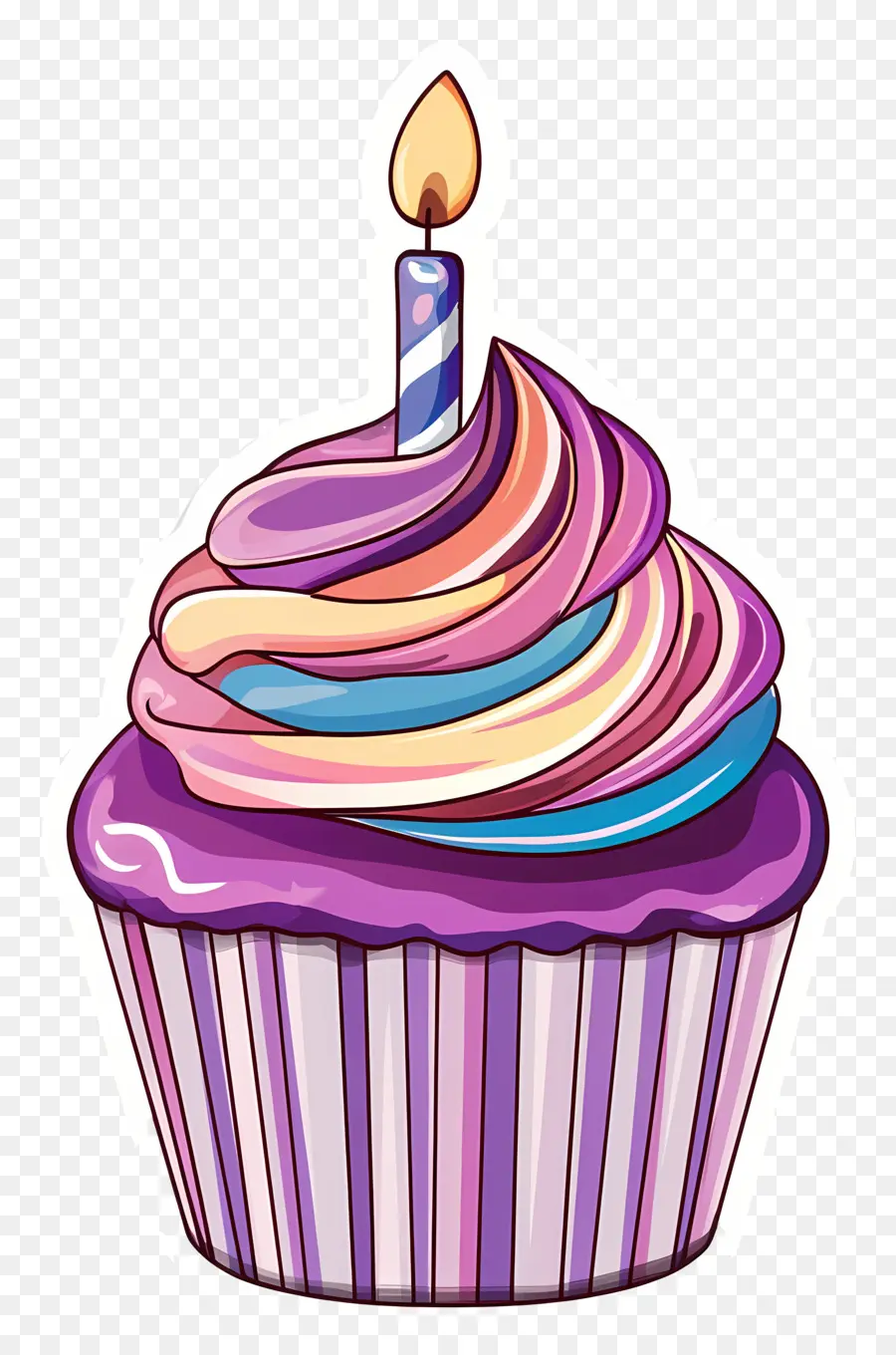 Gâteau D'anniversaire，Cupcake Avec Bougie PNG