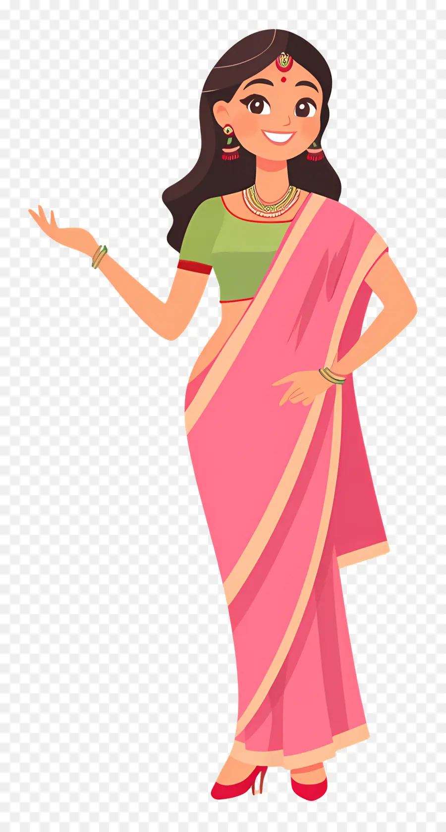 Sari Indien，Femme En Sari Rose PNG