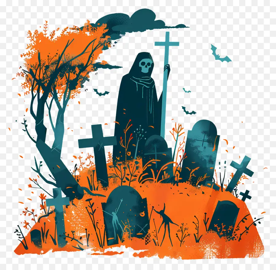 Faucheuse D'halloween，Cimetière PNG