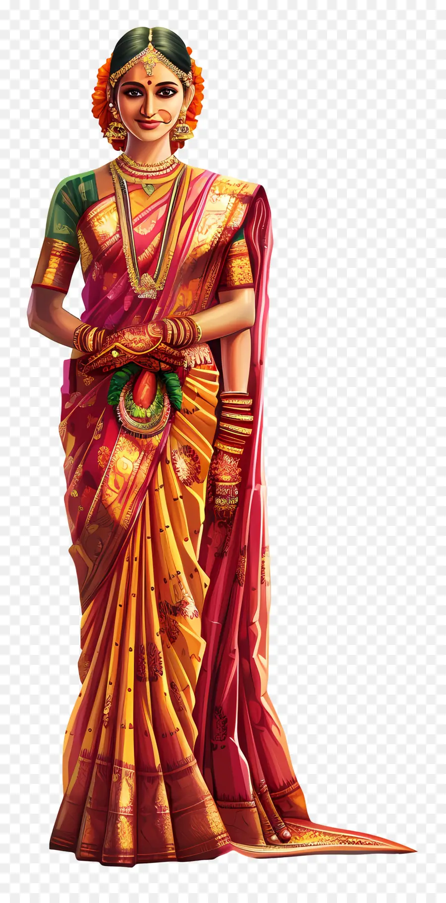 Sari Indien，Femme En Costume Traditionnel PNG