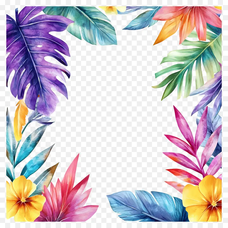 Cadre Floral Tropical，Cadre Coloré PNG