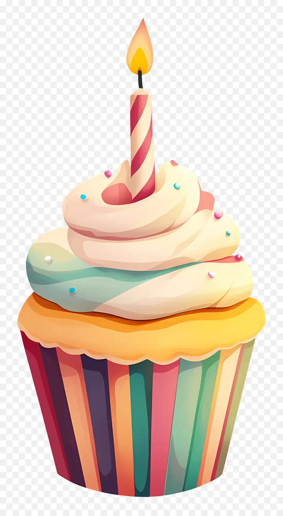 Gâteau D'anniversaire，Cupcake Avec Bougie PNG