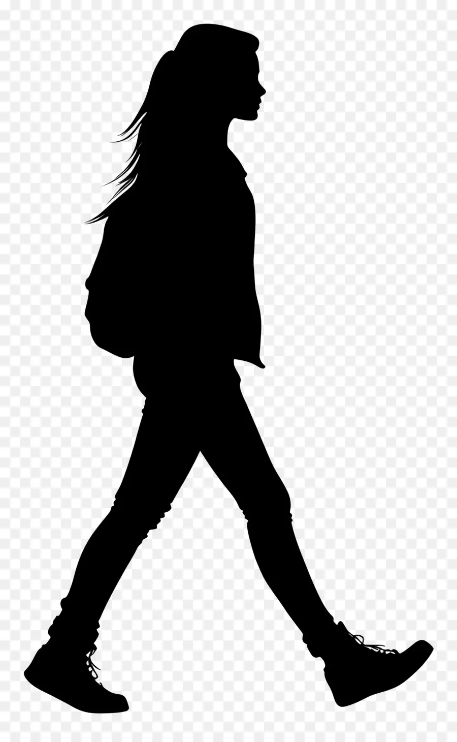 Silhouette Féminine Marchant，Silhouette PNG