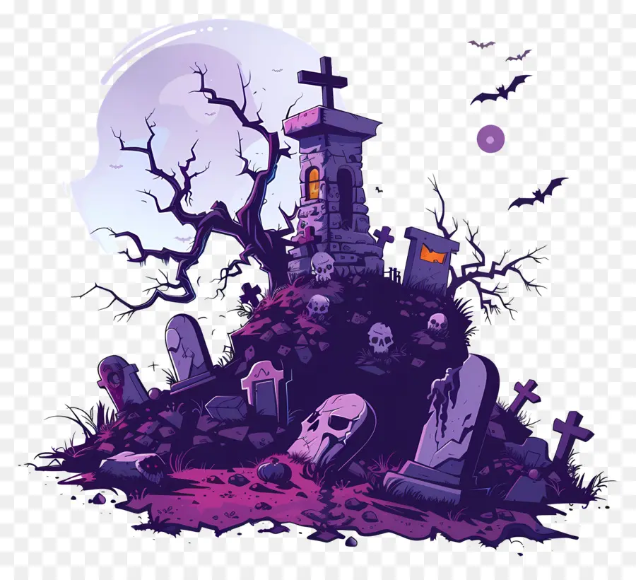 Cimetière D'halloween，Cimetière PNG