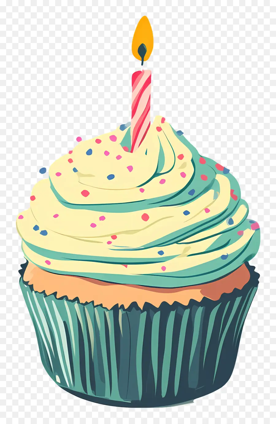 Gâteau D'anniversaire，Cupcake Avec Bougie PNG