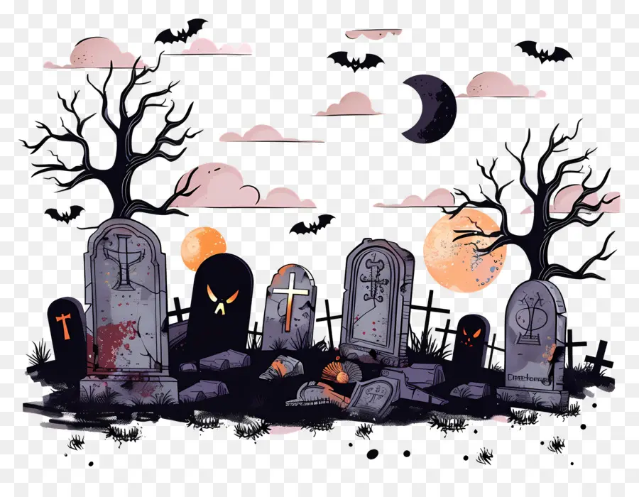 Cimetière D'halloween，Cimetière PNG