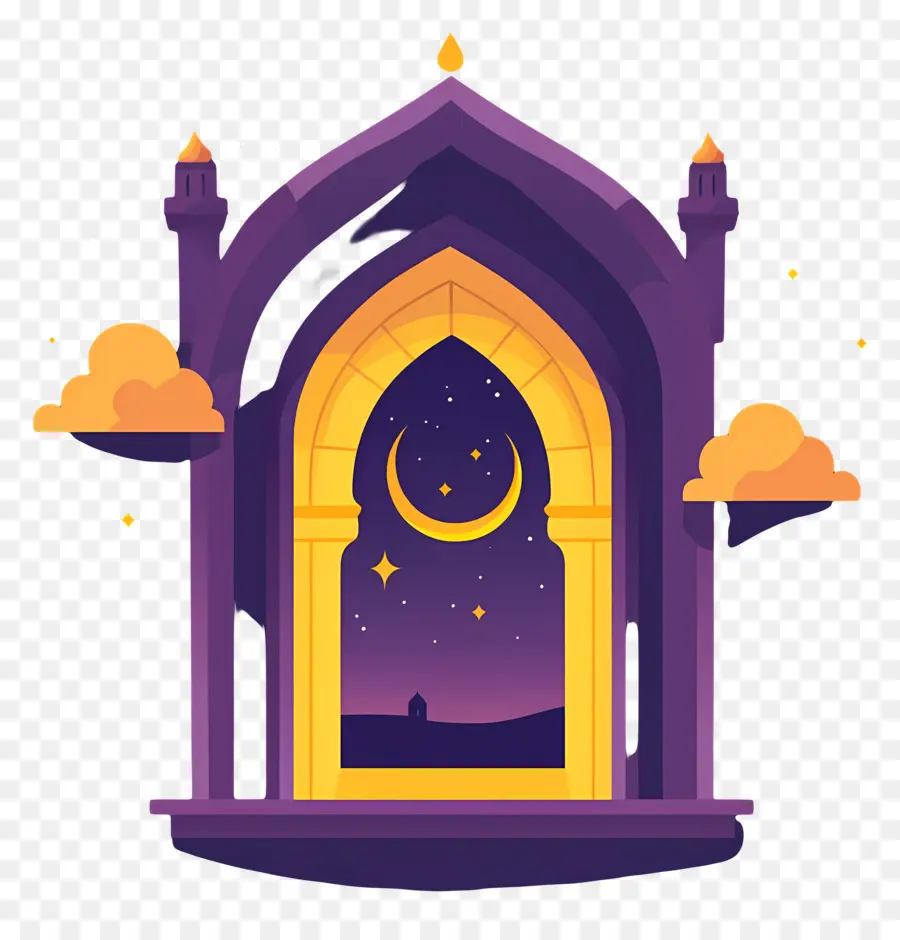 Mosquée，Fenêtre Du Ciel Nocturne PNG