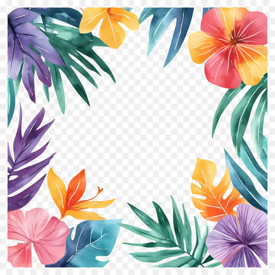 Cadre Floral Tropical，Cadre Coloré PNG