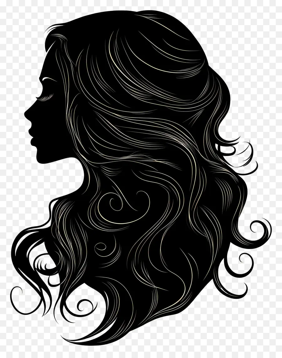 Silhouette Féminine，Cheveux PNG