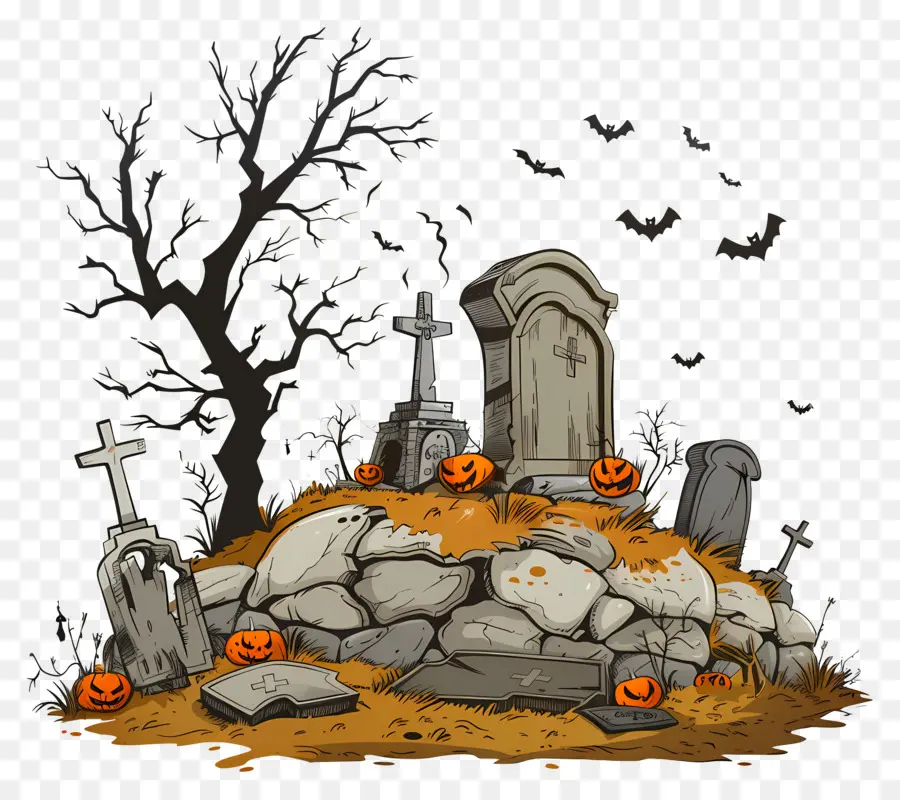 Cimetière D'halloween，Cimetière PNG