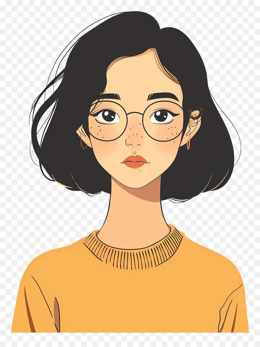 Femme Asiatique，Fille Avec Des Lunettes PNG