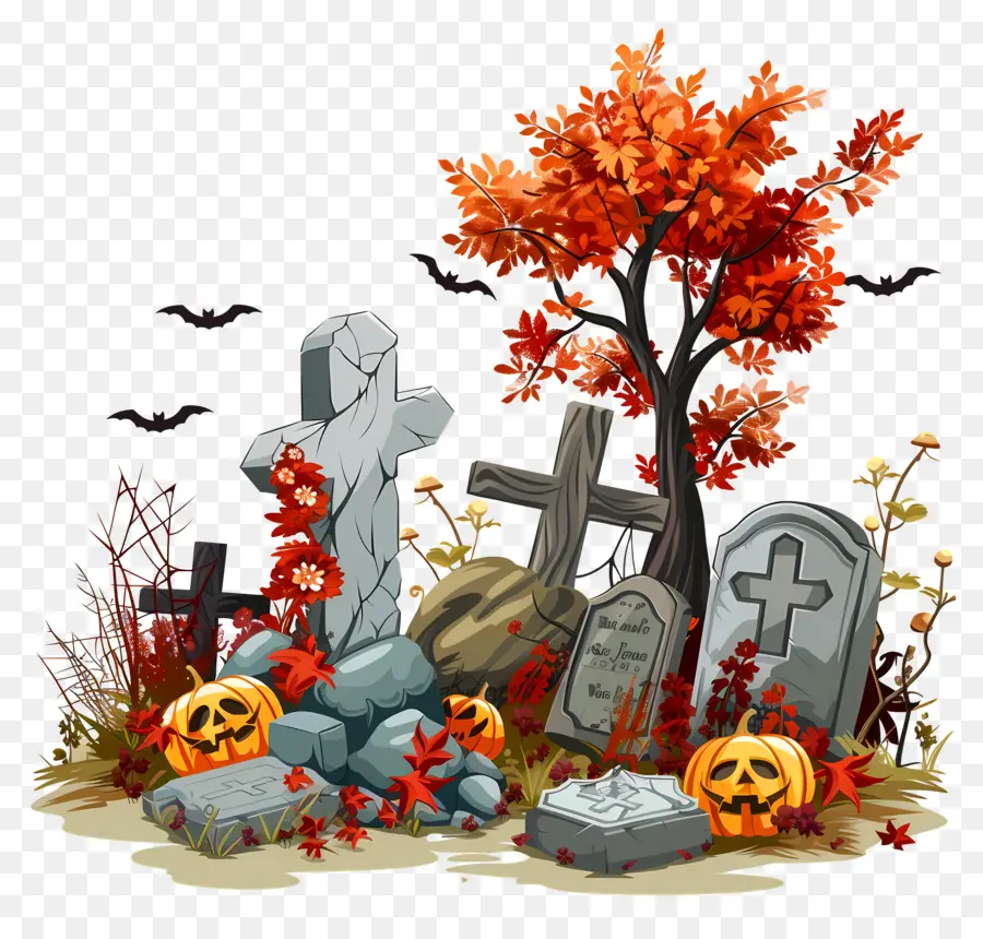 Cimetière D'halloween，Cimetière PNG