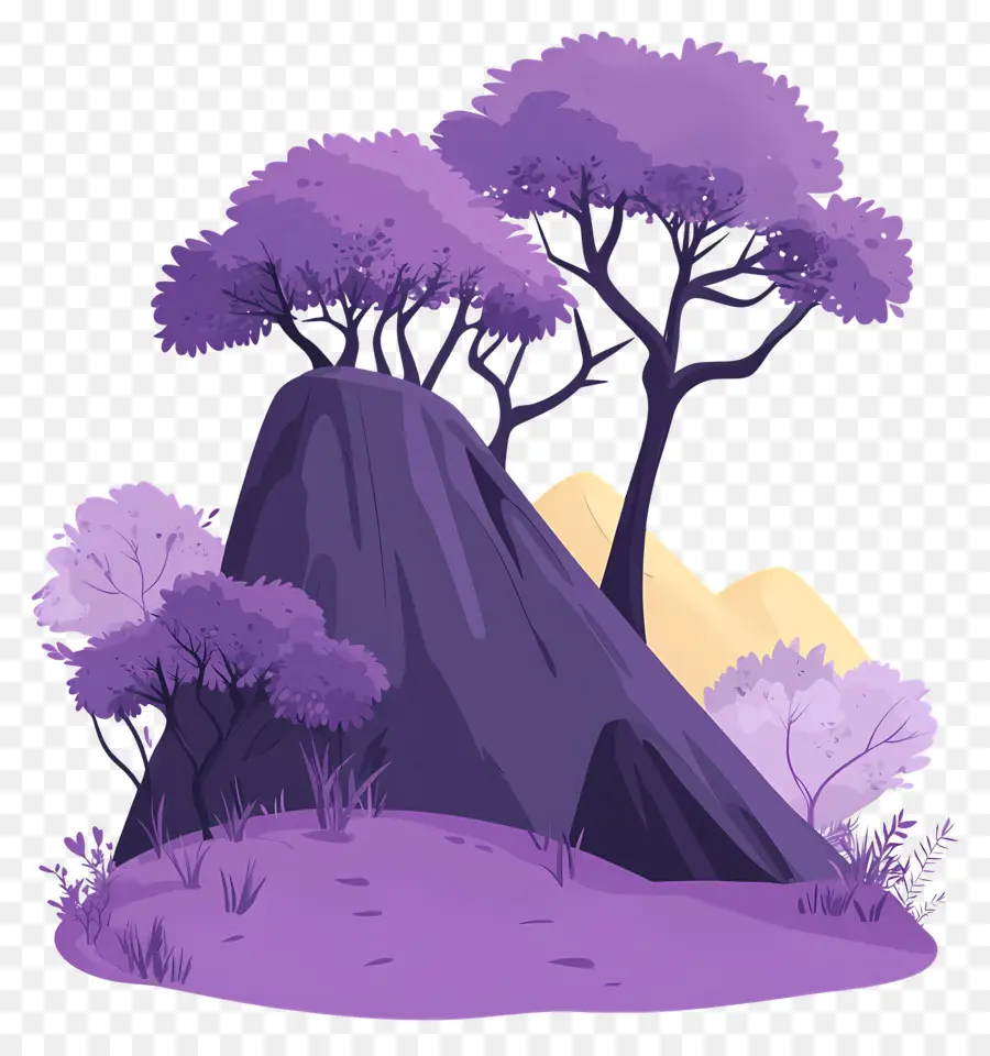 Arbres Violets，Montagne PNG