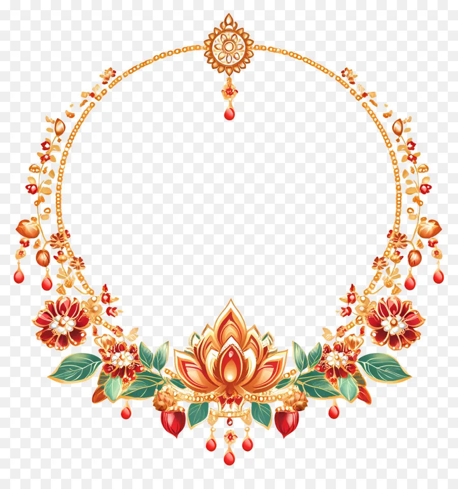 Cadre De Mariage Indien，Couronne Florale PNG