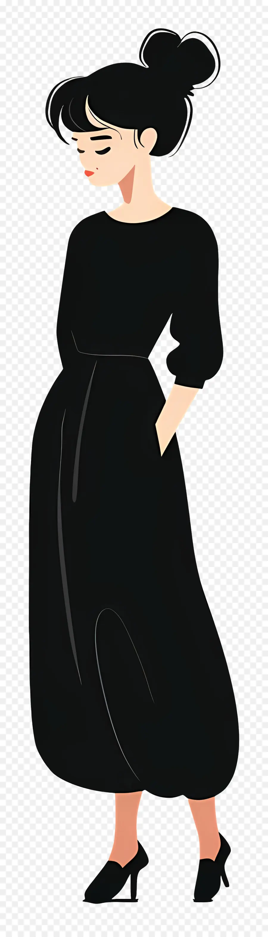 Femme En Tenue Noire，Femme En Robe Noire PNG