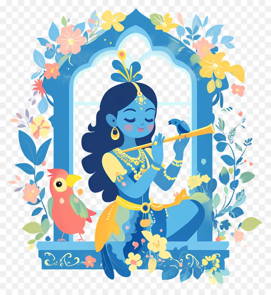 Krishna Janmashtami，Divinité Bleue PNG