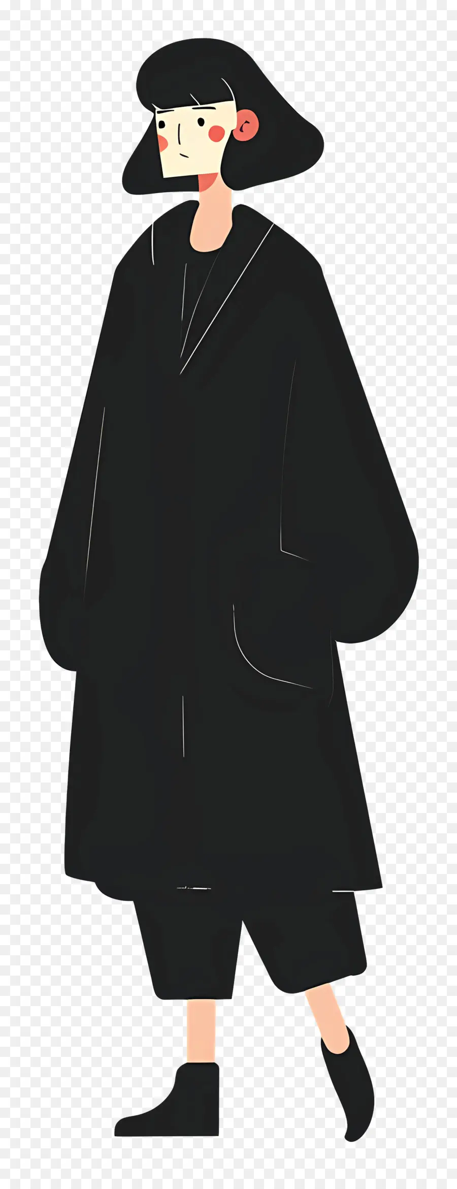 Femme En Tenue Noire，Personne En Manteau Noir PNG