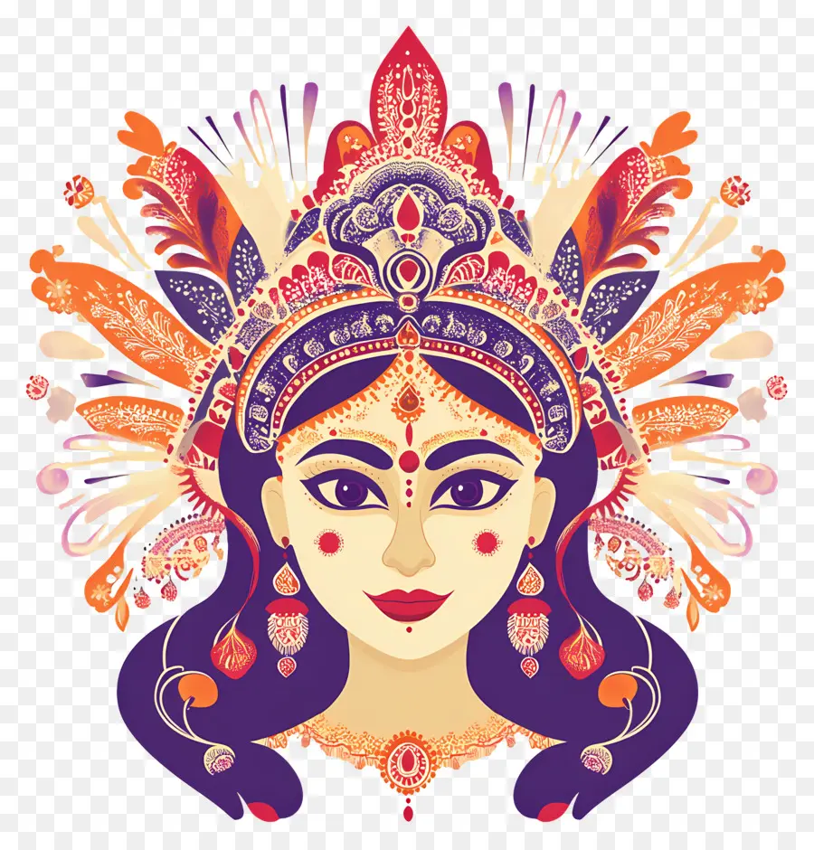 Déesse Indienne，Visage Décoratif PNG