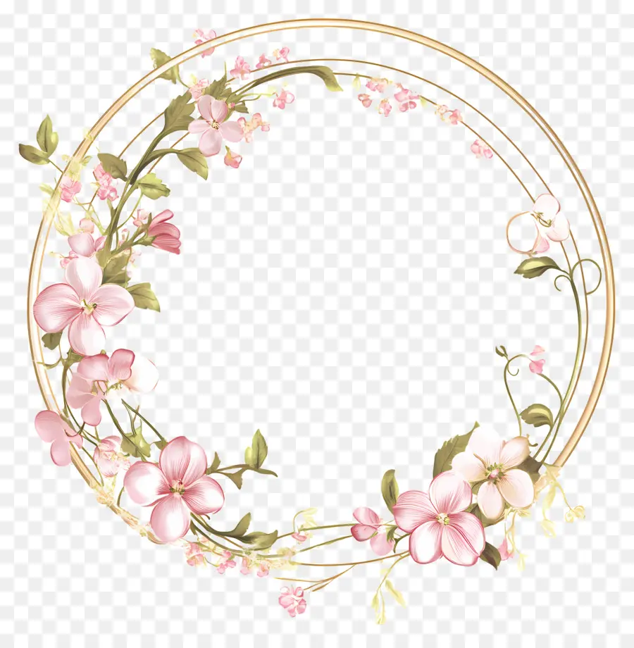 Cadre De Mariage Rond，Couronne Florale PNG