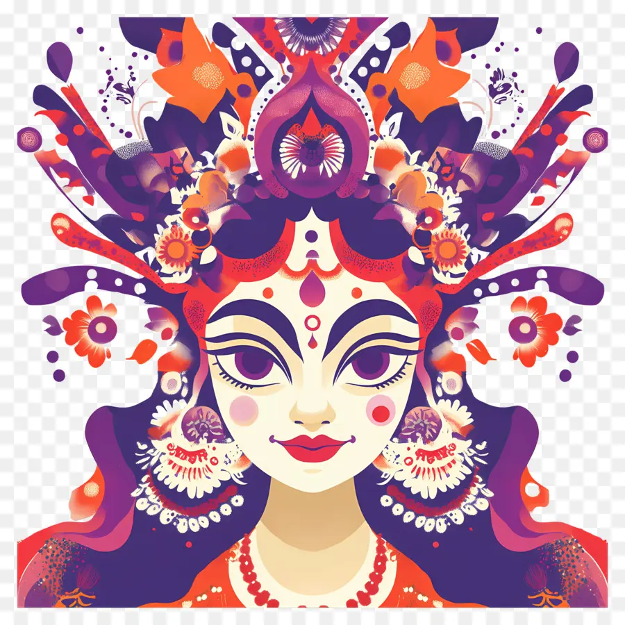 Déesse Indienne，Visage Décoratif PNG