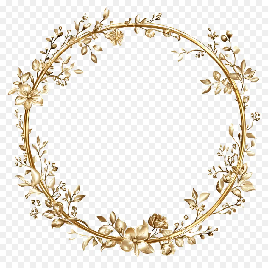 Cadre De Mariage Rond，Couronne D'or PNG