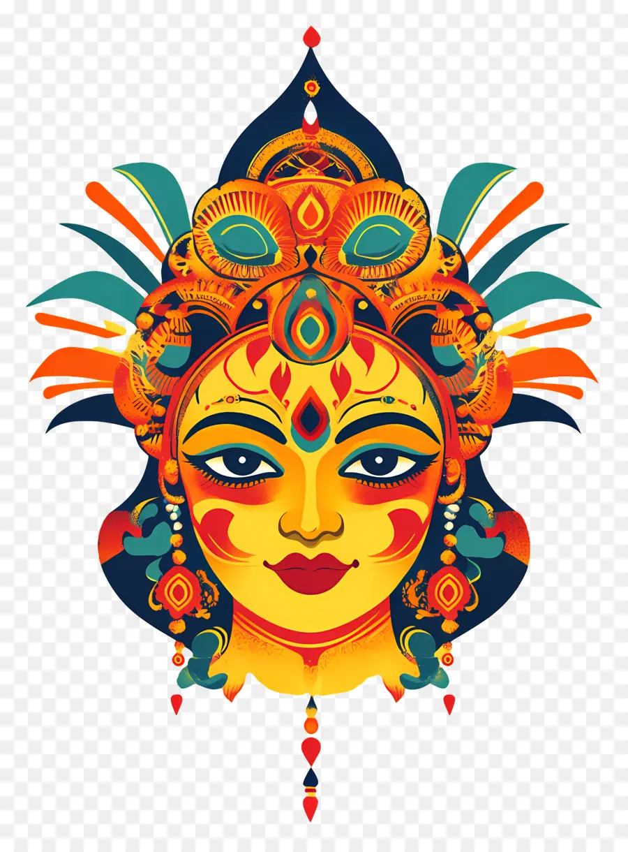 Déesse Indienne，Masque Coloré PNG