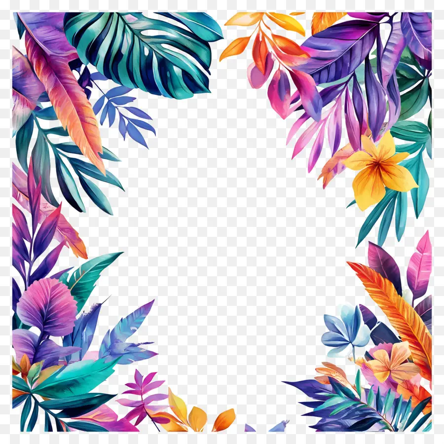 Cadre Floral Tropical，Cadre Coloré PNG