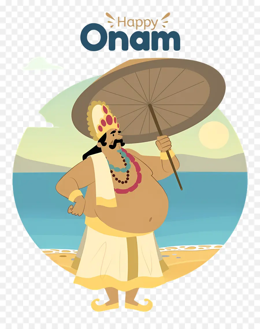 Joyeux Onam，Roi Avec Parapluie PNG