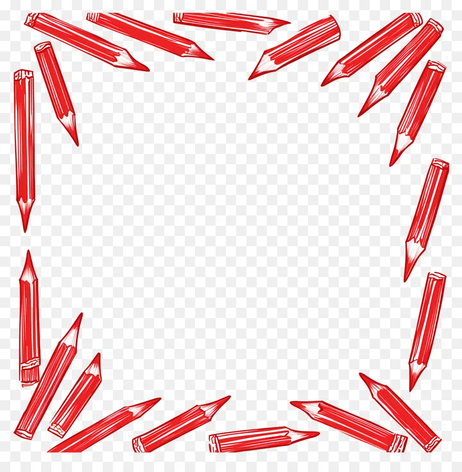 Cadre De Crayons，Crayons Rouges PNG