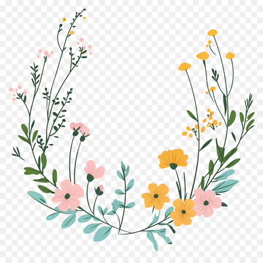 Cadre De Fleurs Sauvages，Couronne Florale PNG