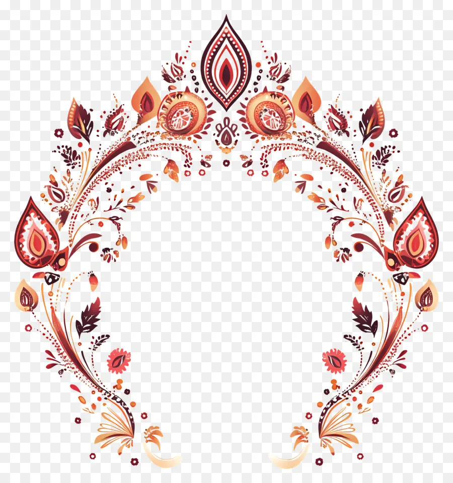 Cadre De Mariage Indien，Arche Florale PNG