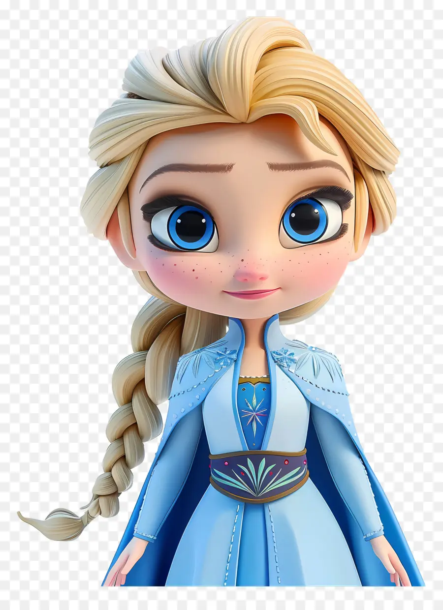 Princesse Elsa，Fille Blonde En Robe Bleue PNG