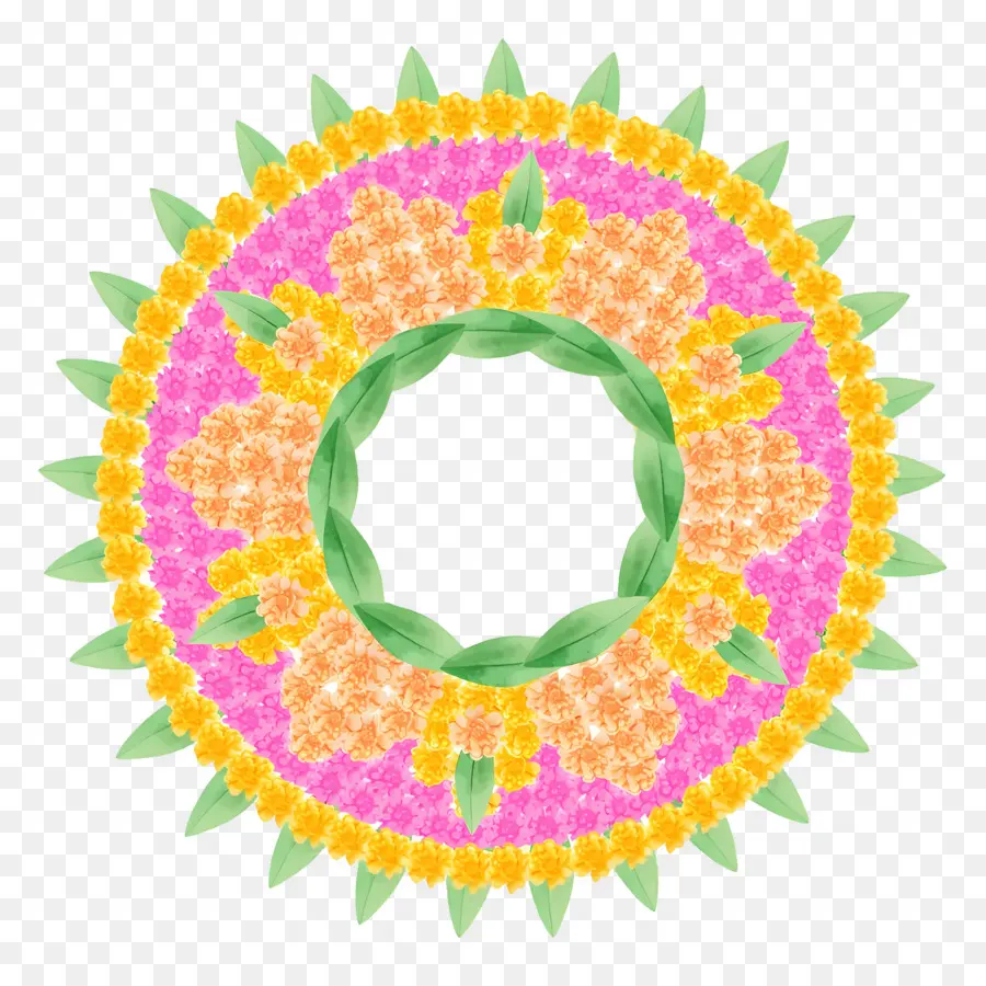 Joyeux Onam，Mandala Floral Coloré PNG