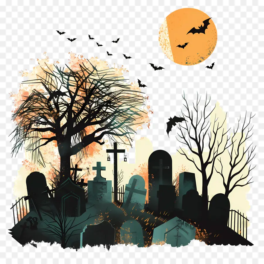 Soirée D'halloween，Cimetière Hanté PNG