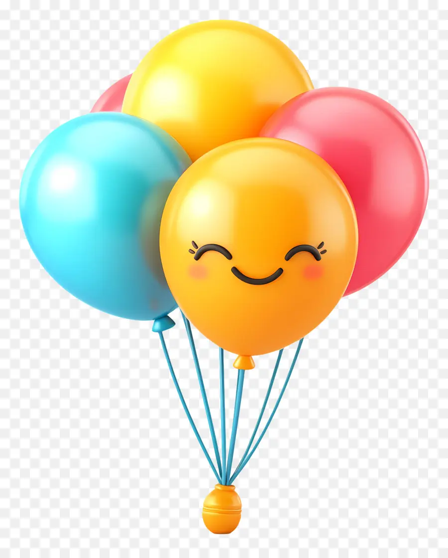 Anniversaire Emoji，Ballons Colorés PNG