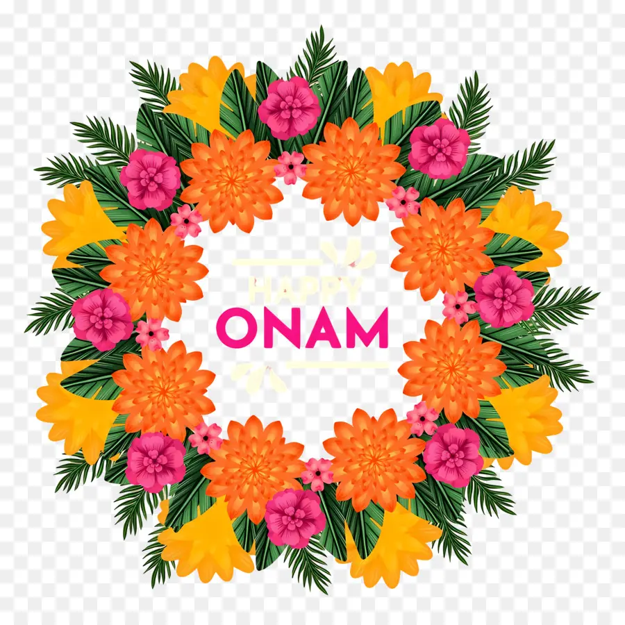 Joyeux Onam，Couronne De Fleurs Onam PNG