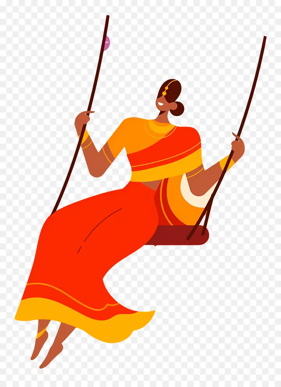 Hartalika Teej，Femme Sur Balançoire PNG