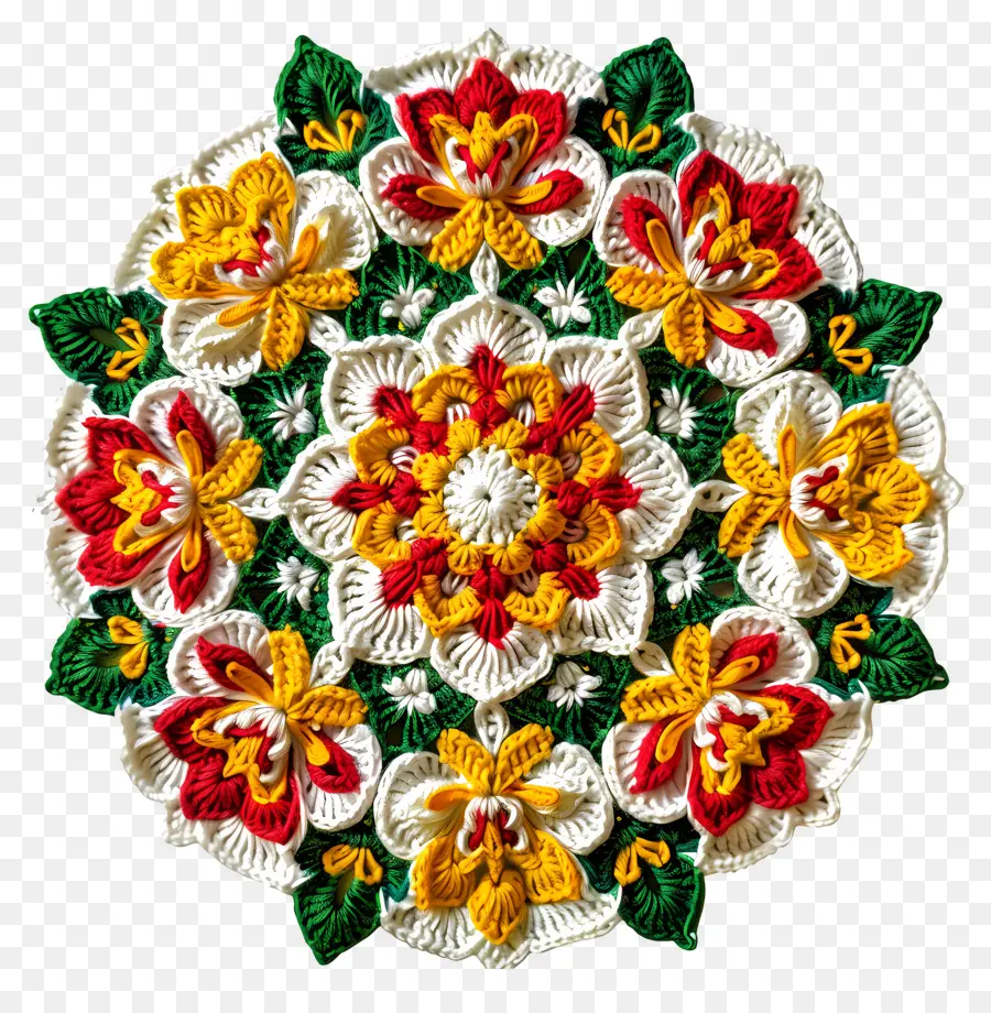 Mandala Au Crochet，Fleurs Au Crochet PNG