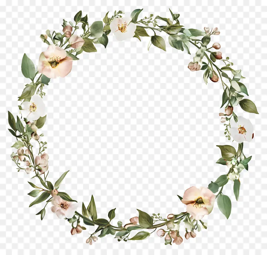 Cadre De Mariage Rond，Couronne Florale PNG