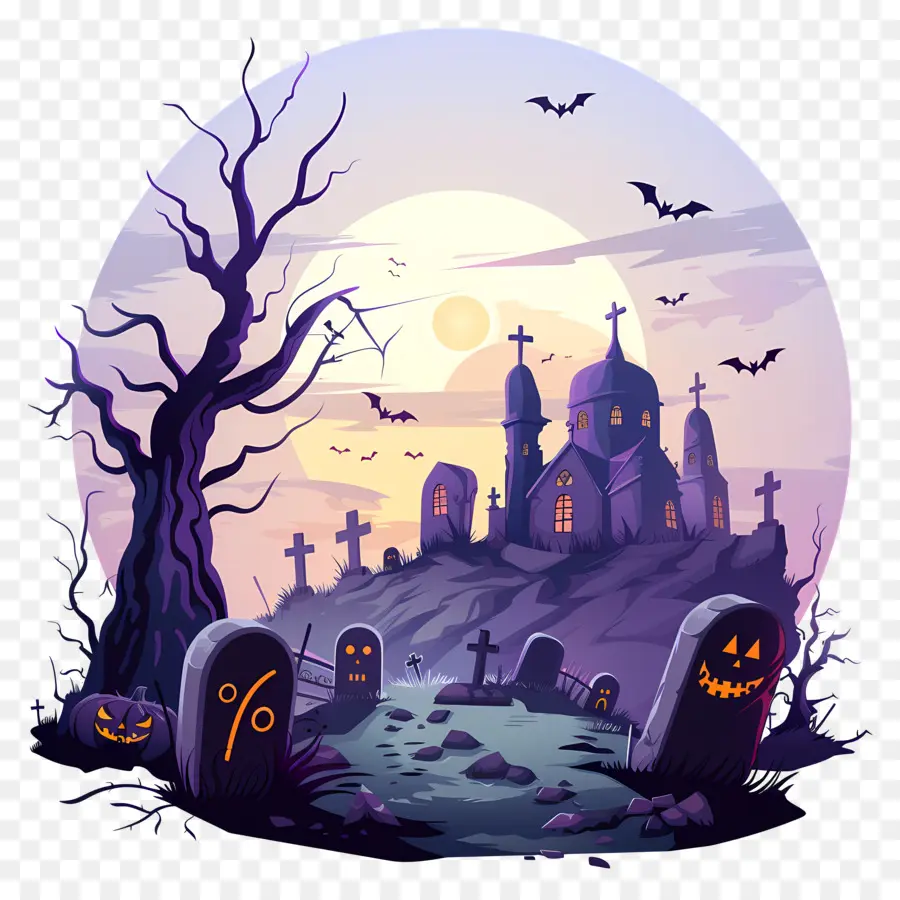 Soirée D'halloween，Cimetière Hanté PNG